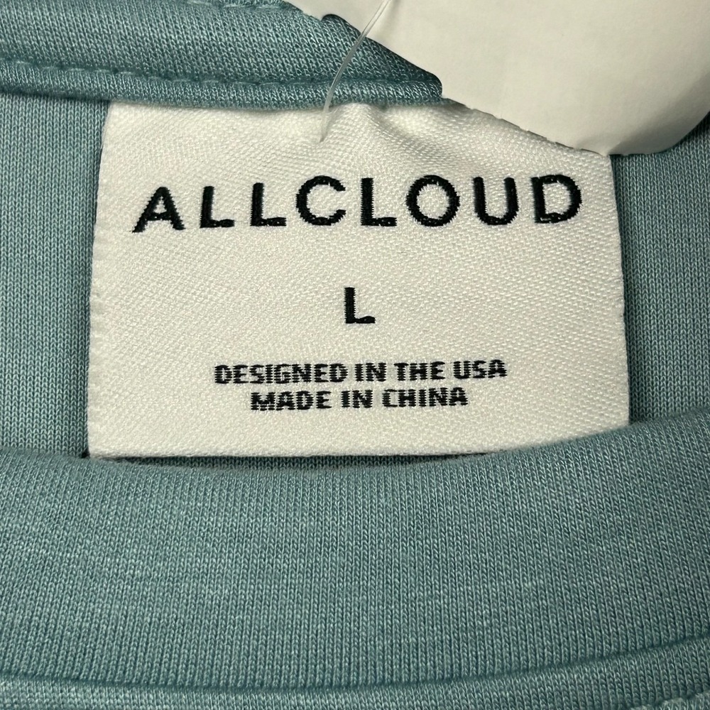 ALL CLOUD Cape Cod Mass. Large Long Sleeve Crop Sweater Slate Blue Beach Coastal - Picture 7 of 13
